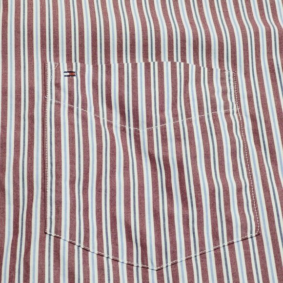 Tommy‎ Hilfiger Heritage Poplin Shirt Mens XL 80s Two Ply Red Stripe Button Down - Picture 4 of 10